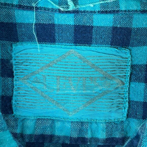 Levi's 80s Vintage Teal Button Up Camp Shirt Long Sleeve Men's Size M - Picture 4 of 10